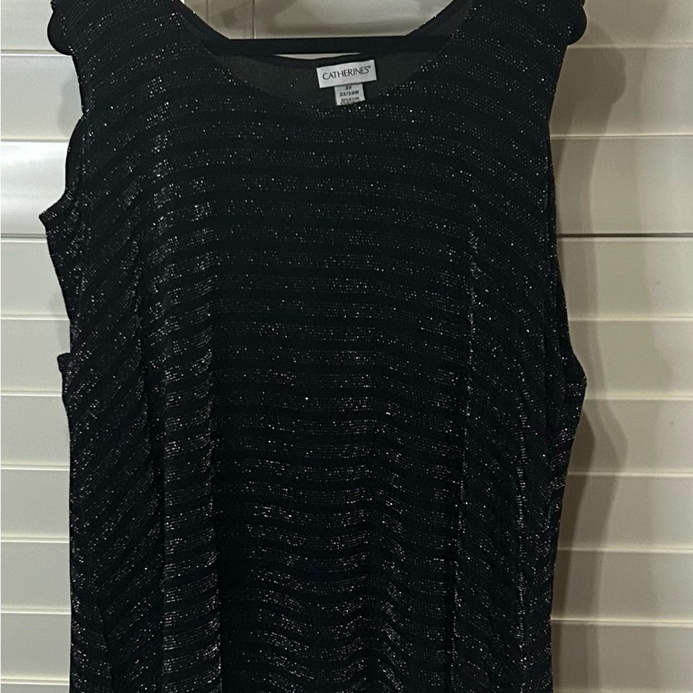 Catherines Black Shimmer Sleeveless Blouse